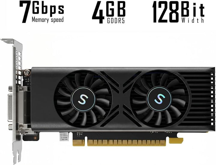 SAPLOS GTX 1050 Grafikkarte für PC, 4GB GDDR5 128-Bit, HDMI DisplayPort DVI-D, Computer-GPU, Gaming