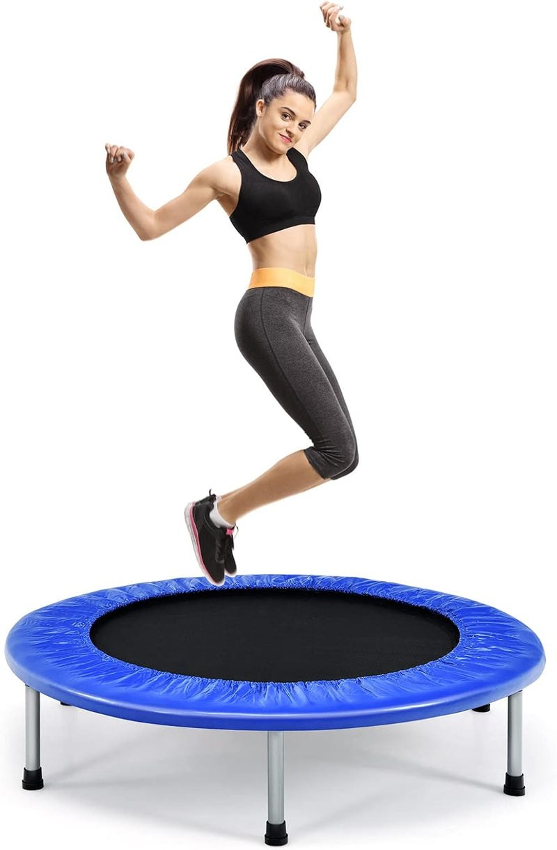 COSTWAY φ97cm Mini Trampolin, Fitness Trampolin faltbar, Kindertrampolin bis 150kg belastbar, Trampo