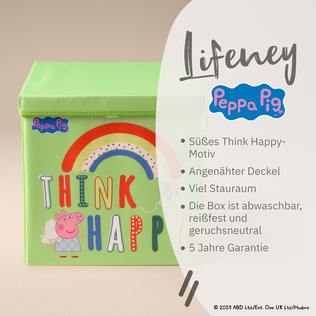 LIFENEY meets Peppa Wutz Aufbewahrungsbox mit Deckel für Kinder – Box mit Peppa Pig Motiv zur Aufbew