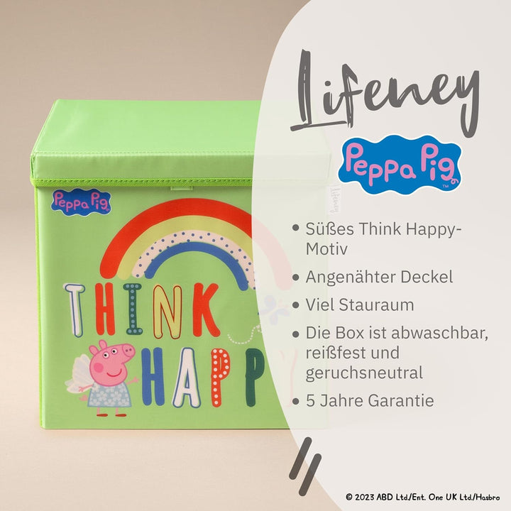 LIFENEY meets Peppa Wutz Aufbewahrungsbox mit Deckel für Kinder – Box mit Peppa Pig Motiv zur Aufbew