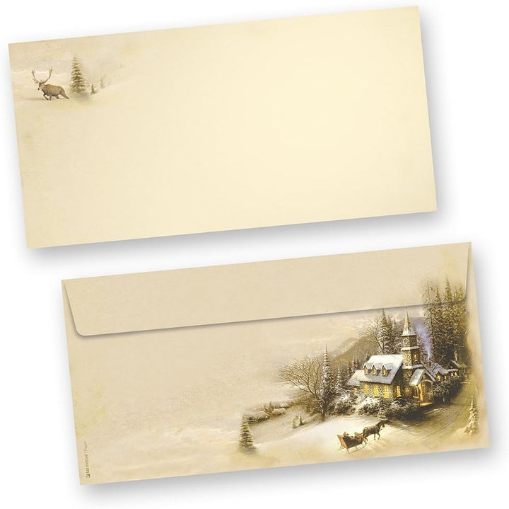 TATMOTIVE 50-er Set Weihnachtskarten Klappkarten Grusskarten Set Motiv Winteridylle Frohe Weihnachte