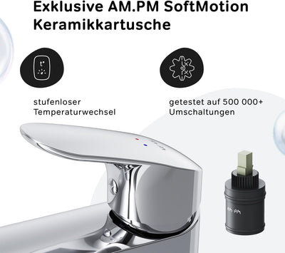 AM.PM Like Waschtischarmatur mit Einhebelmischer | SoftMotion Keramikkartusche, Rub&Clean | kratzfes