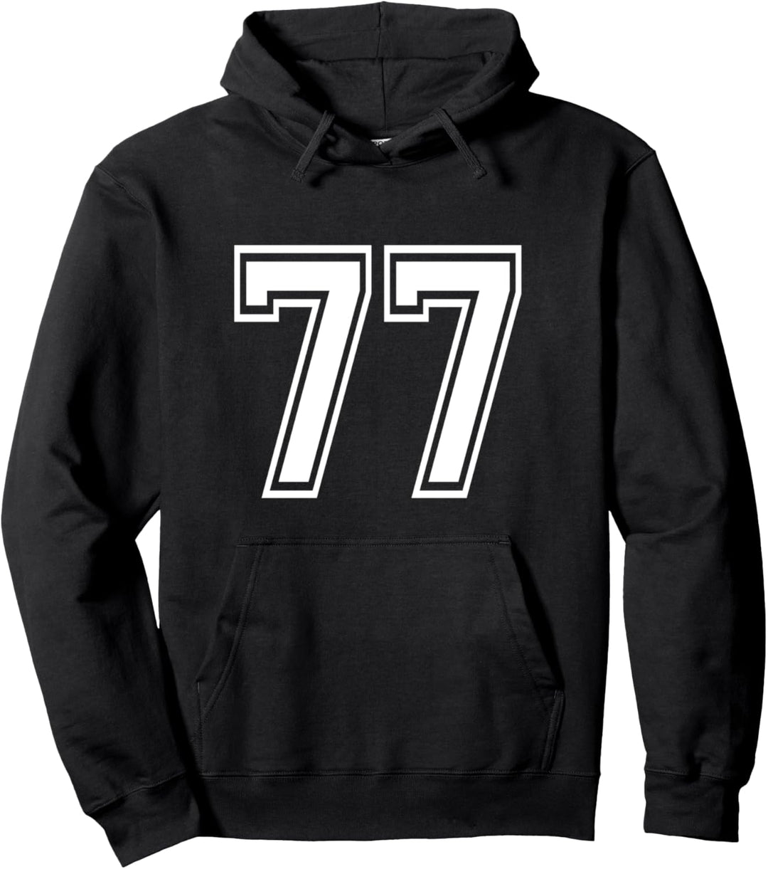Number 77 Numbered Uniform Sports Jersey Team 77th Birthday Pullover Hoodie