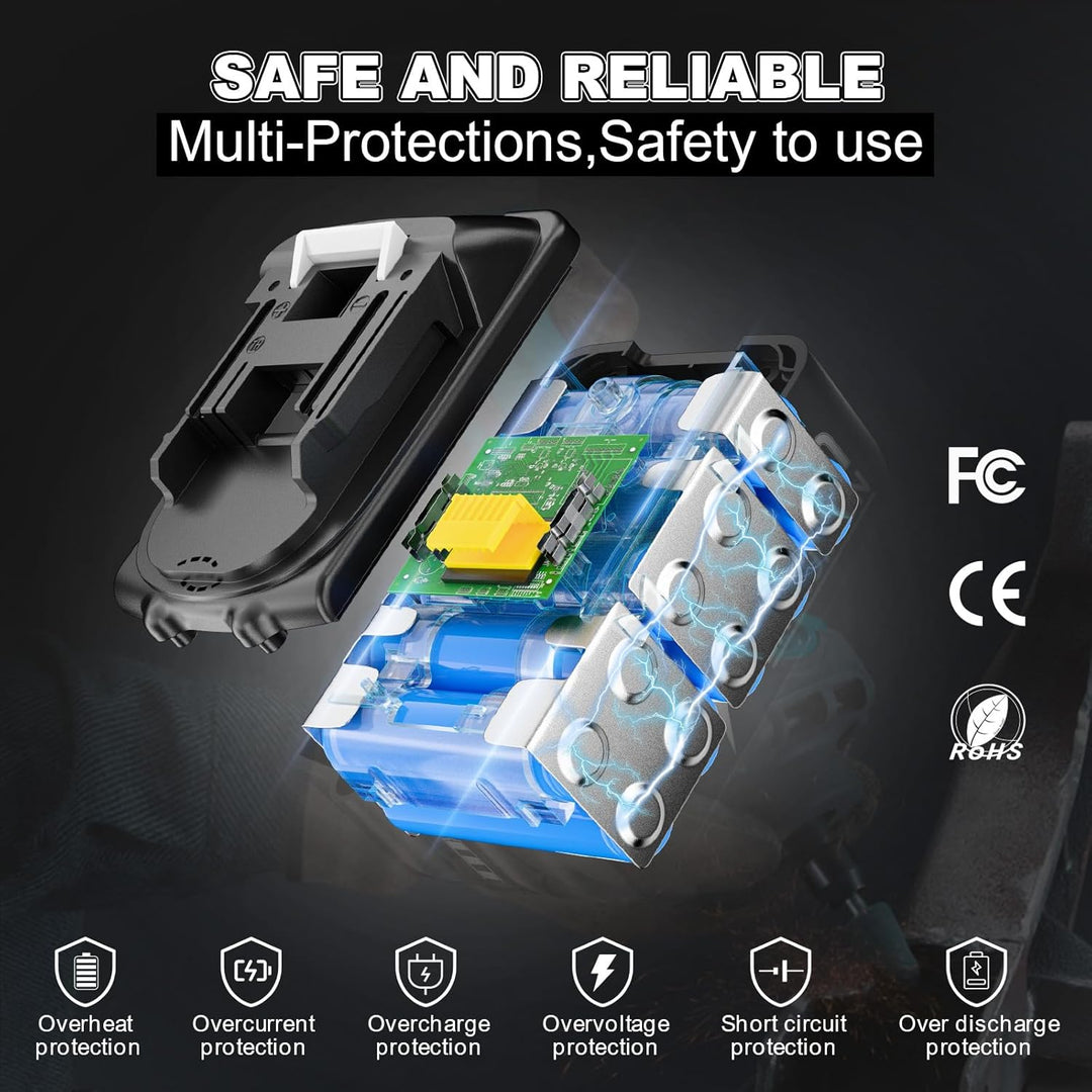 2X Akku Für 18V 8,0Ah Li-ion Ersatzakku für Akku 18V BL1860 BL1850B BL1850 BL1830 BL1860B BL1845 BL1