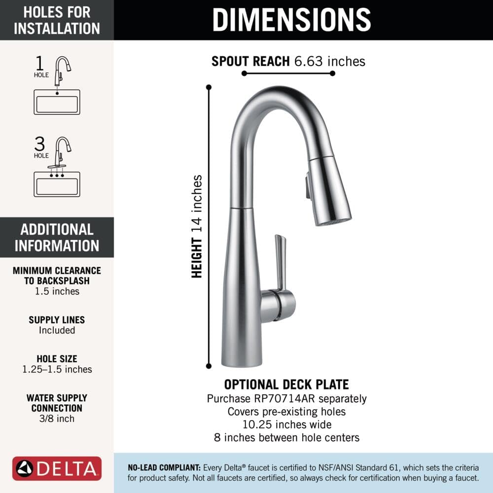 Delta Wasserhahn Essa Single Griff Bar/Prep Wasserhahn mit magnatite Docking und touch-clean Spray H