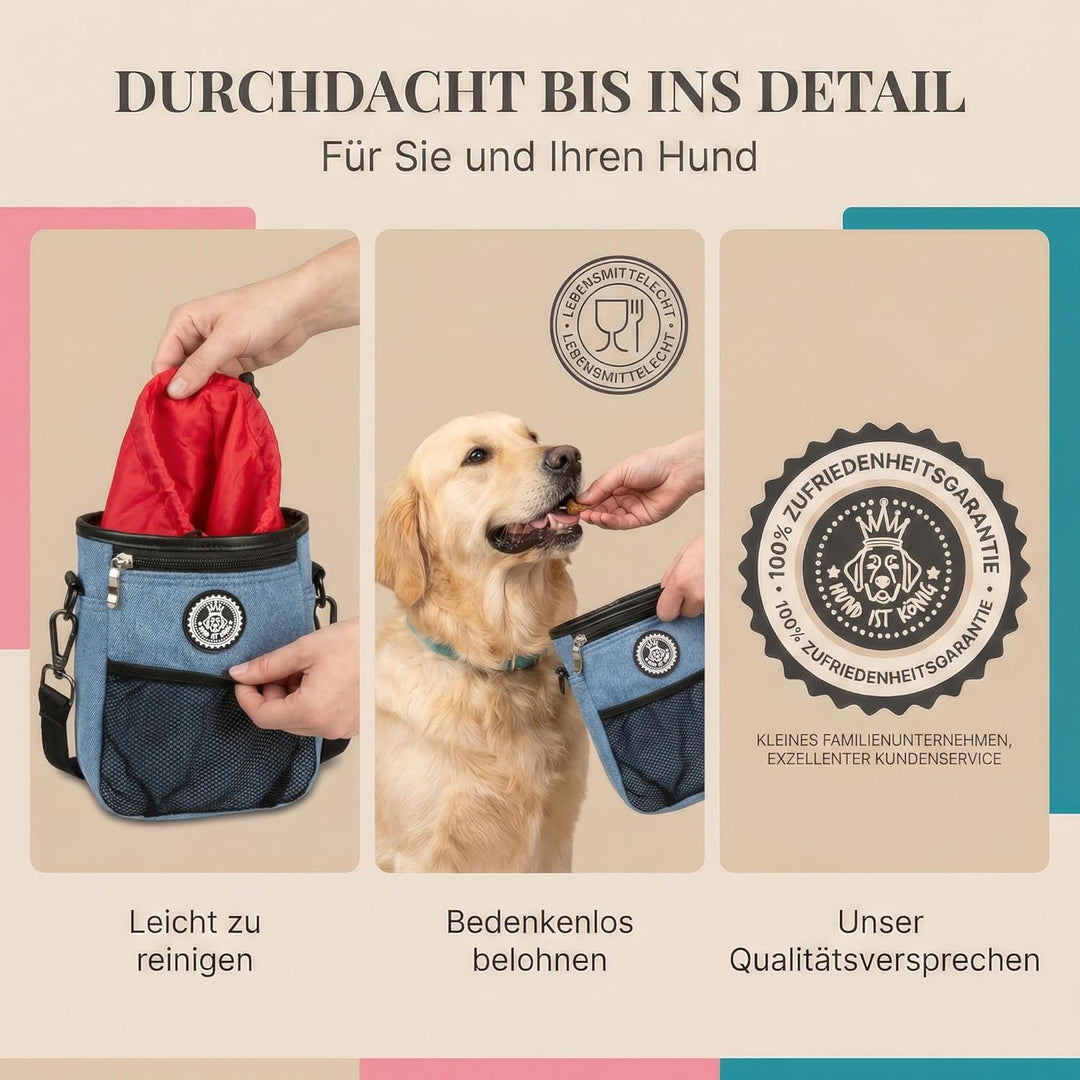 HUND IST KÖNIG® Premium Leckerlibeutel für Hunde - der Alleskönner - Robuster Futterbeutel Hunde mit