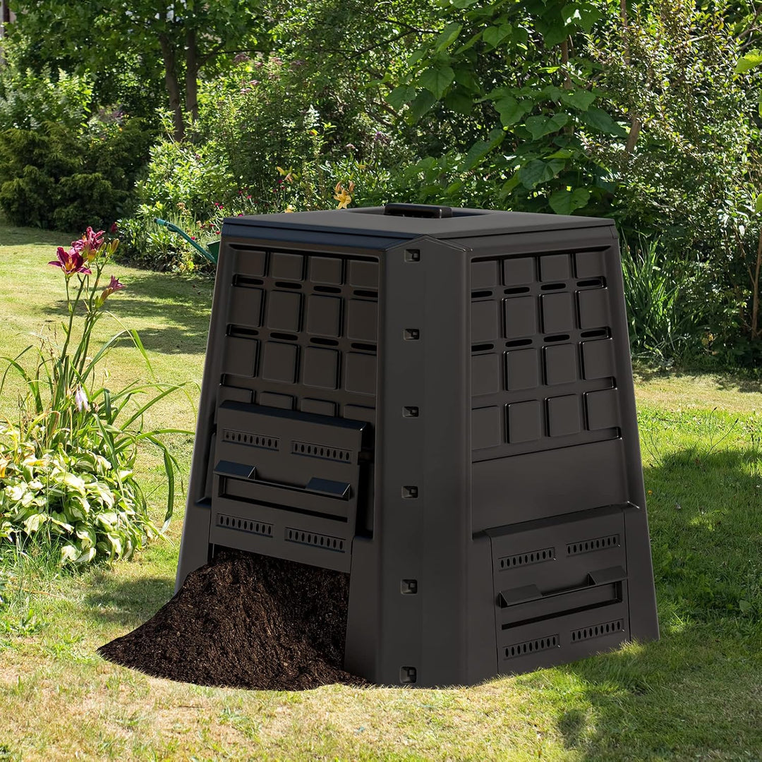 COSTWAY Garten Komposter 380 L, PP, Thermokomposter mit Deckel & verstellbaren Luftschlitzen, grosse