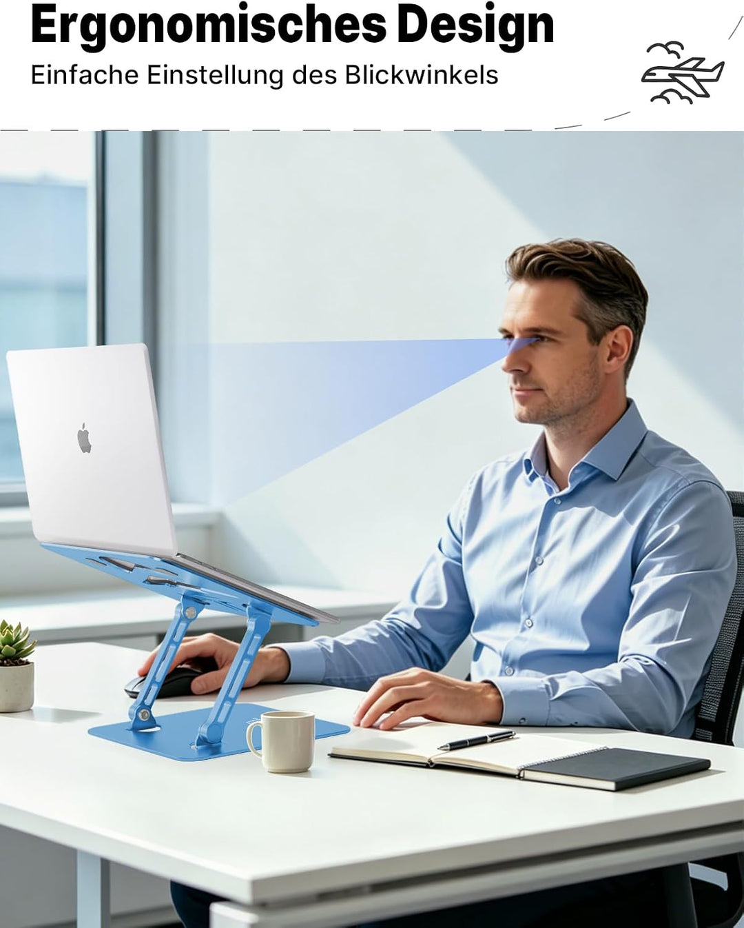 Ergonomischer Laptop Ständer aus Aluminium, Höhenverstellbar &amp; Faltbar, Stabil &amp; Rutschfest, Verbess
