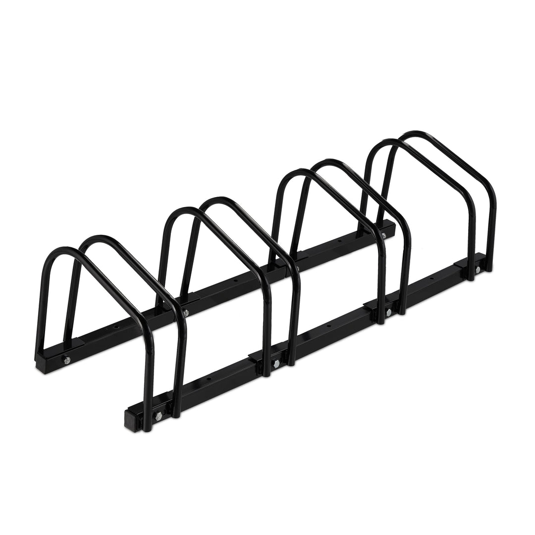 Relaxdays Fahrradständer Boden, 4, 60 mm Reifenbreite, Metall, Garage, Fahrrad-Aufstellständer, schw