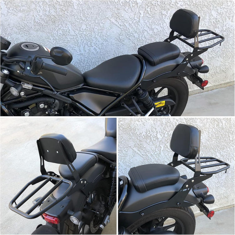 Motorrad Rückenlehne Sitzpolster mit Gepäckträger für Rebel CMX500 CMX300 2017-2023, PSLER Beifahrer