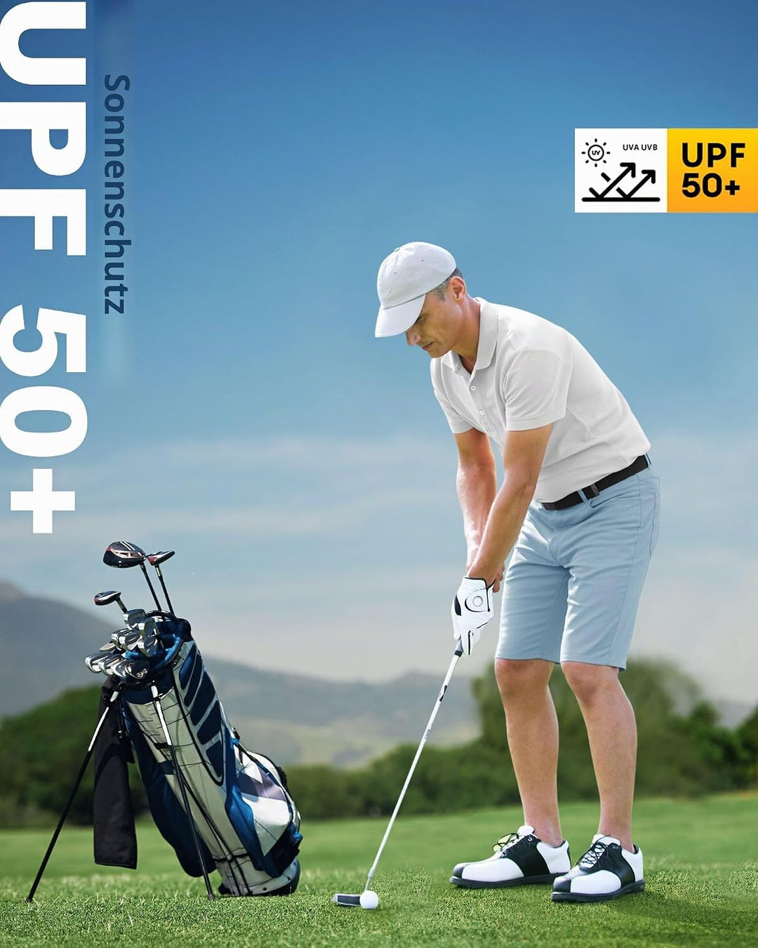 33,000ft Herren Golf Shorts Stretch Kurze Golfhosen Leichte Schnelltrocknende 11" Bermuda Shorts Kur