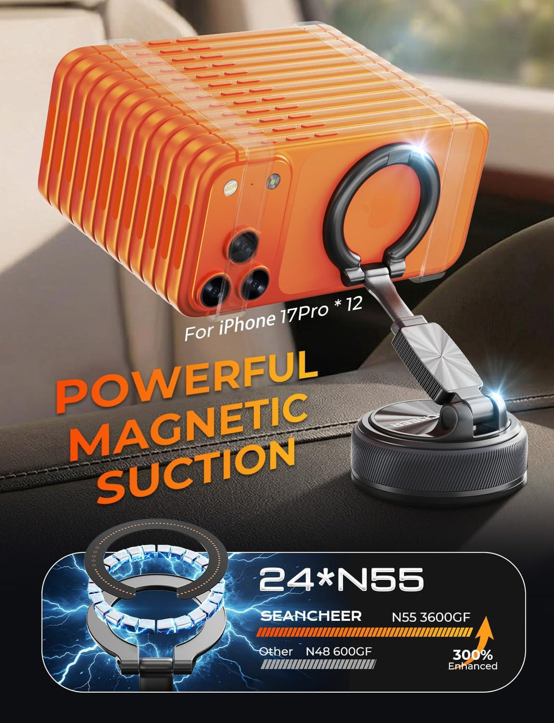 SEANCHEER S-68 Abnehmbare 2-in-1 Handyhalterung Auto für MagSafe