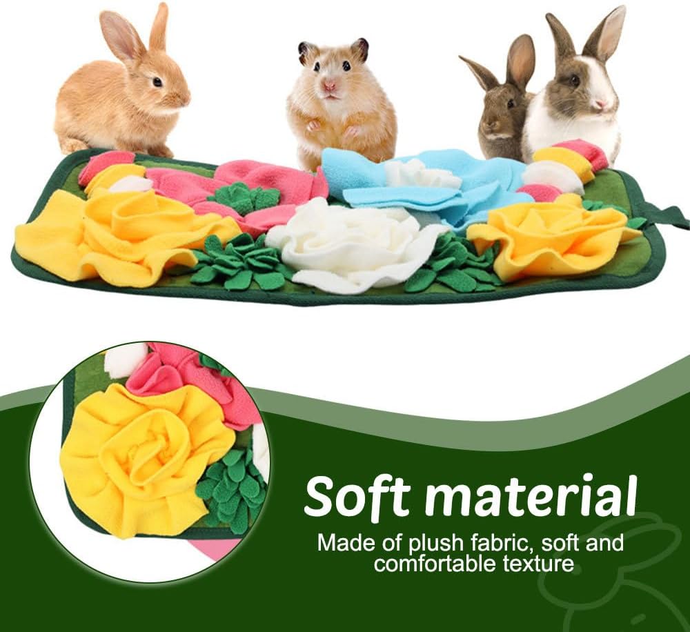Futtermatte für Kaninchen, Hasen Schnüffelteppich, Schnüffelmatte Kleintiere mit Hängendem Seil für