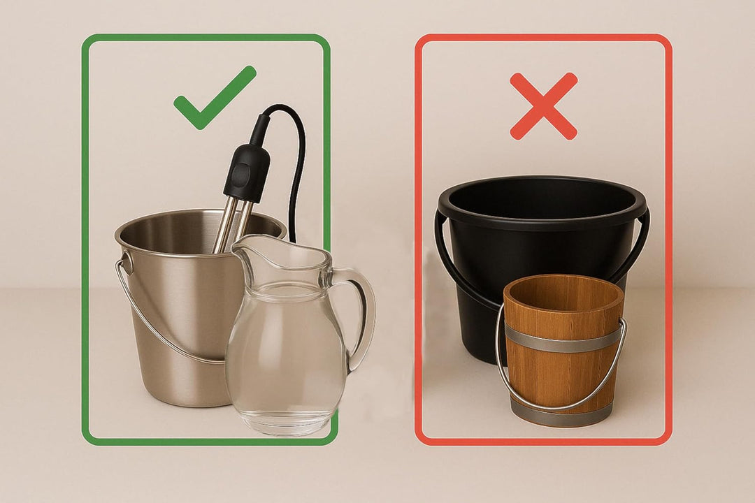 Tauchsieder GTN1.6 Taucherhitzer 1,6 kW 1600 Watt 230V aus EDELSTAHL Wasserkocher, Schwarz (mit Tasc