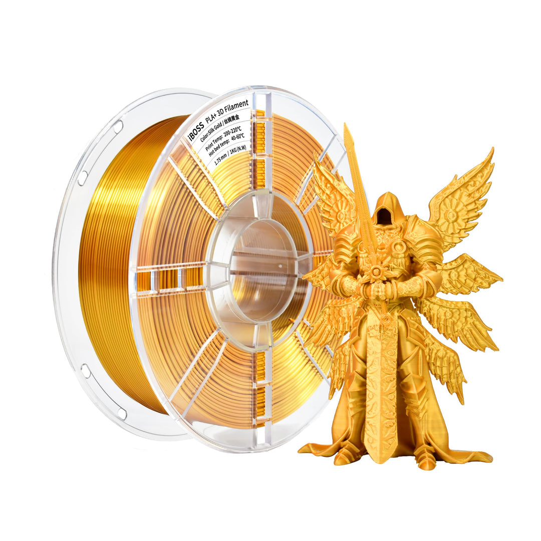 iBOSSPLA Plus Shiny Silk 3D Drucker Filament 1.75mm, Silk PLA+ 3D Druck Filament mit Seidenglattes,