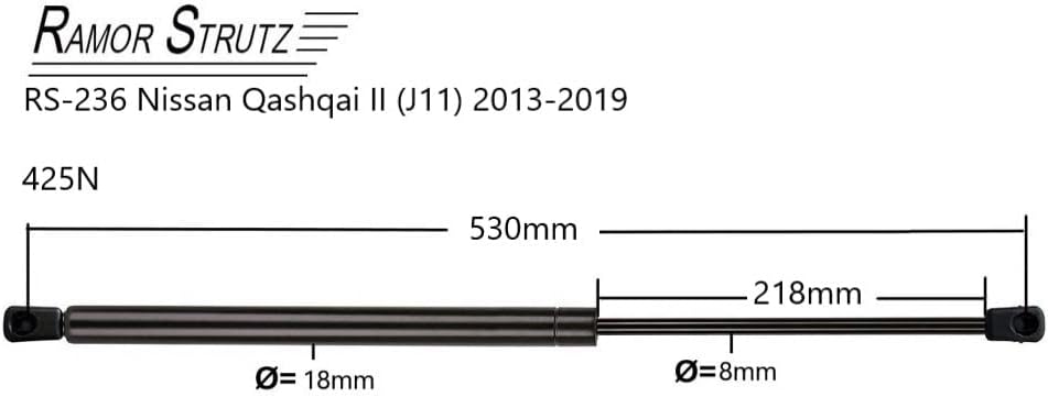 2x Gasfeder Dämpfer Heckklappe Kompatibel mit Nissan Qashqai II 2013-2019 J11. Gasdruckfeder Heckkla