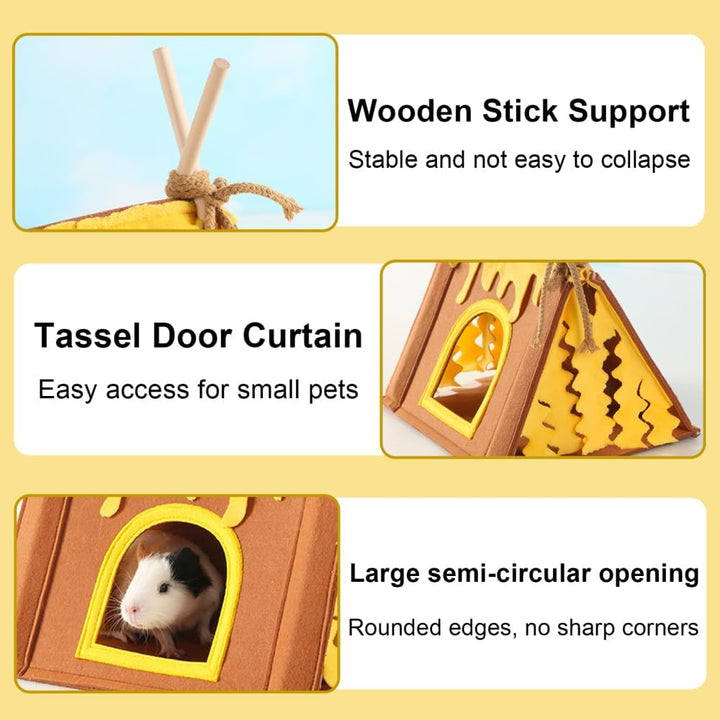 MiOYOOW Meerschweinchenversteck, Hamsterversteck mit Vorhang, Kleintier Spielbett, Kleintierhaus Kus