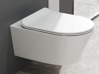SSWW | Hänge-WC mit abnehmbaren WC-Sitz, weiss, spülrandlose Toilette, Nanobeschichtung & Absenkauto