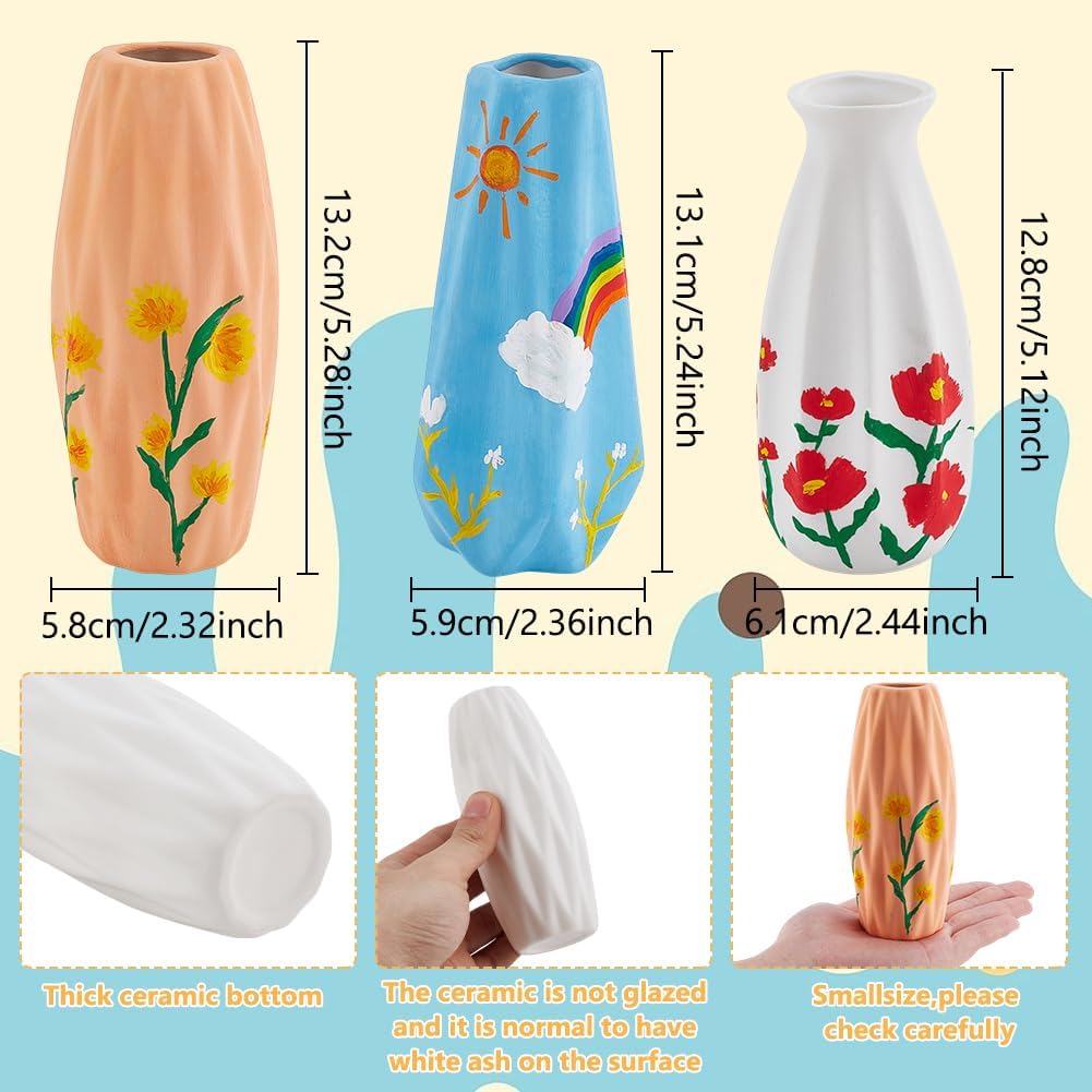 WEBEEDY 3 Set Vase Töpfermalset Bemale Deine Eigene Vase Keramikmalset Für Erwachsene Unbemalte Vase