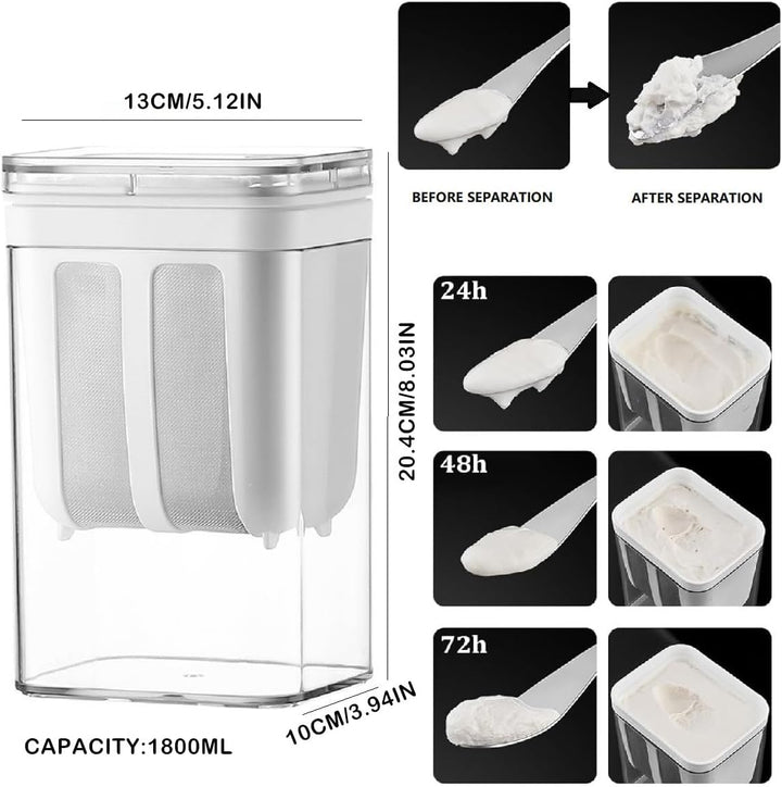 Griechischer Joghurt Sieb,Joghurt Sieb mit Deckel,1800ML Wiederverwendbarer Joghurtfilter für Herste