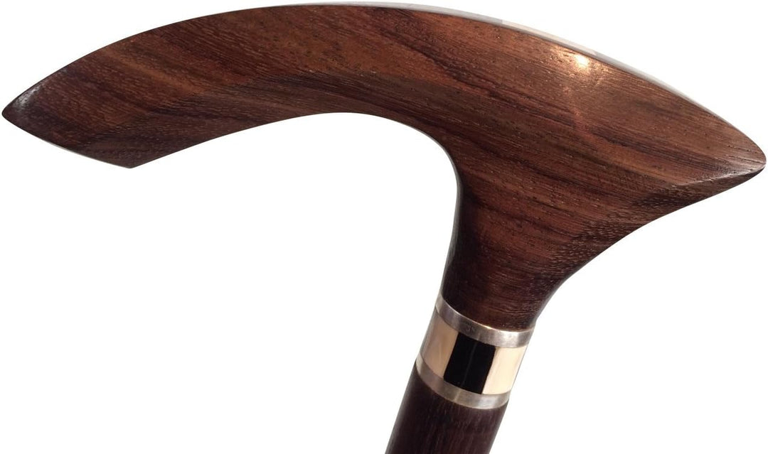 Gehstock Octagon PALISANDER, ArtDeco- Ring mit Perlmutt und Onyx, Palisander-Holz, Griff mit Hornein
