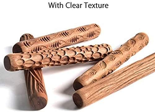 Tiamu 5 Stück -Tonroller, Töpferton Walzen Se, Ton Stempel, Töpfereimuster-Roller, Geprägte Nudelhöl