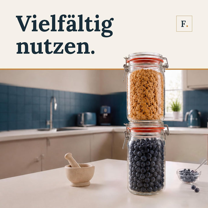 Flaschenbauer- 3 Drahtbügelgläser 2590ml verwendbar als Einmachglas und Fermentierglas, zu Aufbewahr