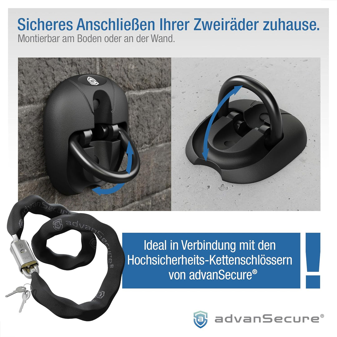 advanSecure® Wandanker Bodenanker | für E-Bike Motorrad und teure Fahrräder | für sicheres Anschlies