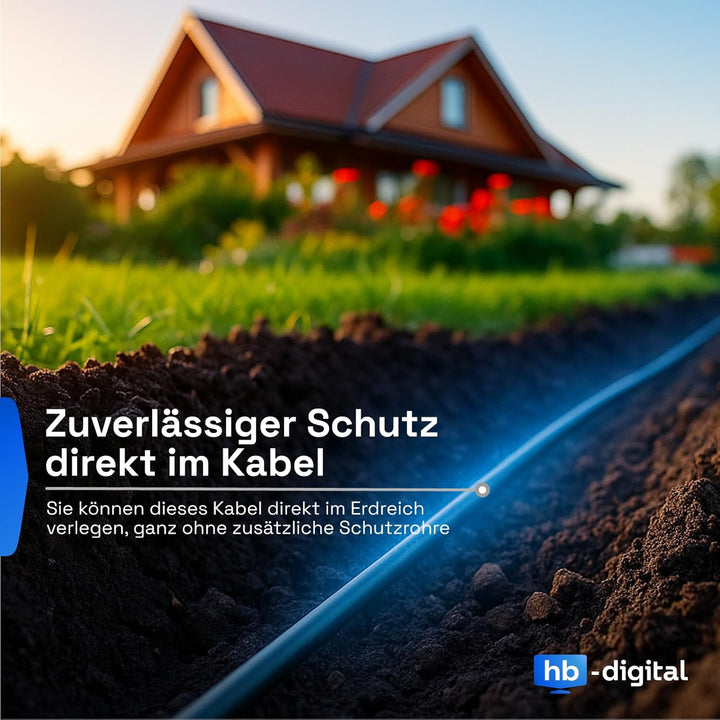 HB-DIGITAL 5m CAT 7 Outdoor Netzwerkkabel für direkte Erdverlegung -GHMT Zertifiziert- S/FTP AWG23 r