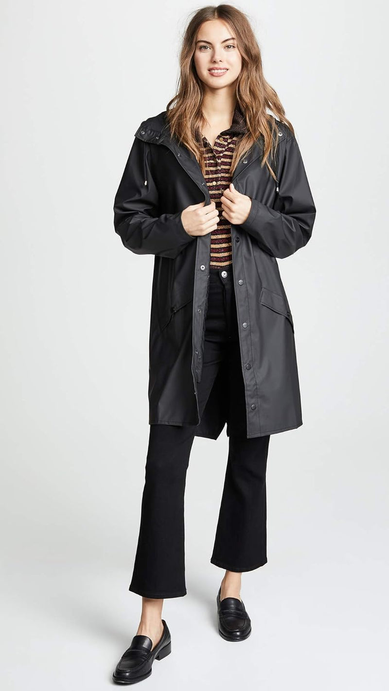 RAINS Herren Long Jacket Regenmantel Extra Small/Small (Herstellergrösse: Extra Small/Small) Schwarz