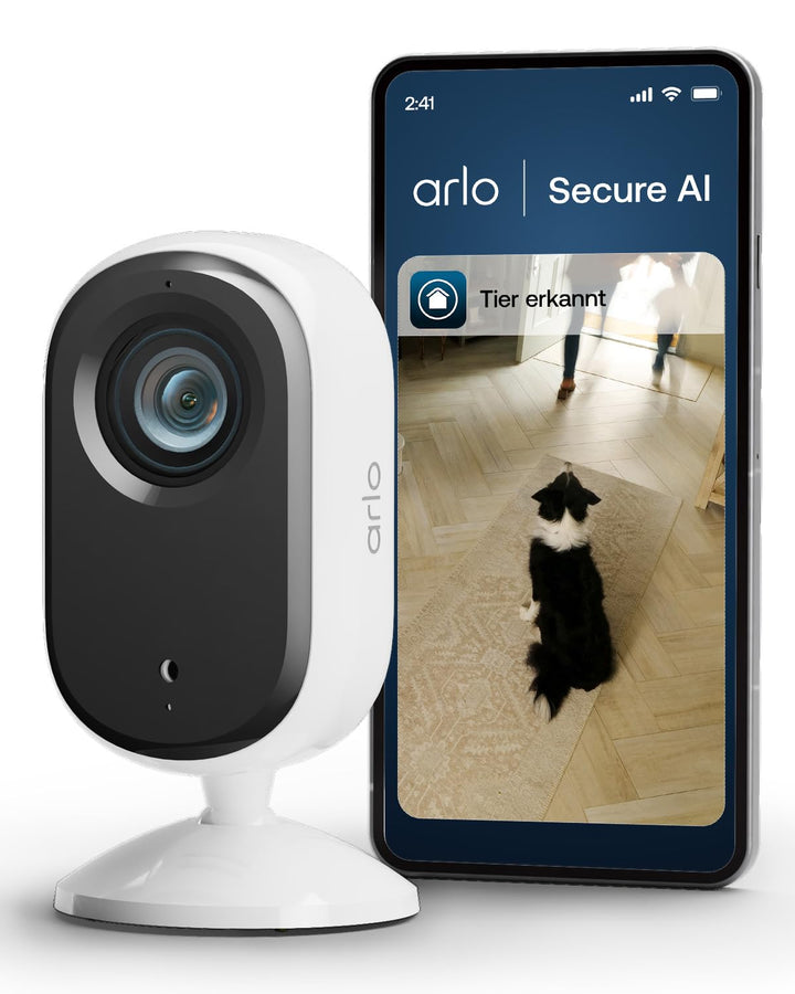 Arlo Indoor Überwachungskamera Innen, 2er Set, HD Video, 2-Wege-Audio, Bewegungsmelder, Kabelgebunde