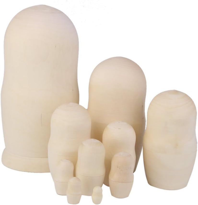 ULTNICE Puppen Rohling DIY Hölzerne Blank Russische Nesting Puppen Holz Matroschka 10pcs