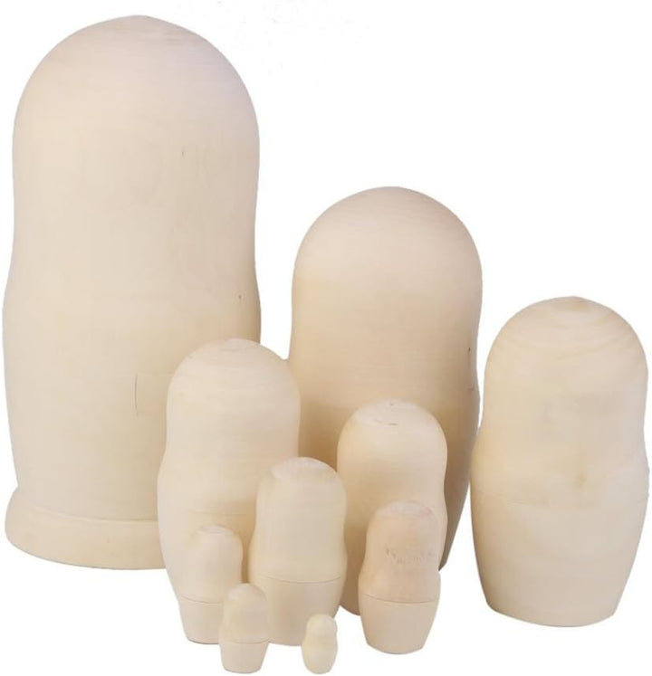 ULTNICE Puppen Rohling DIY Hölzerne Blank Russische Nesting Puppen Holz Matroschka 10pcs