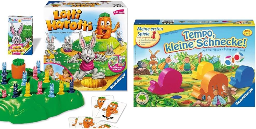 Ravensburger 20851 - Lotti Karotti + Quartett Kartenspiel & 21420 - Tempo kleine Schnecke - Das span