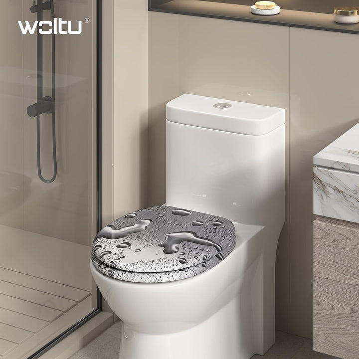 WOLTU Premium WC-Sitz Toilettensitz mit Absenkautomatik, MDF Holzkern, Softclose Scharnier, Desgin D