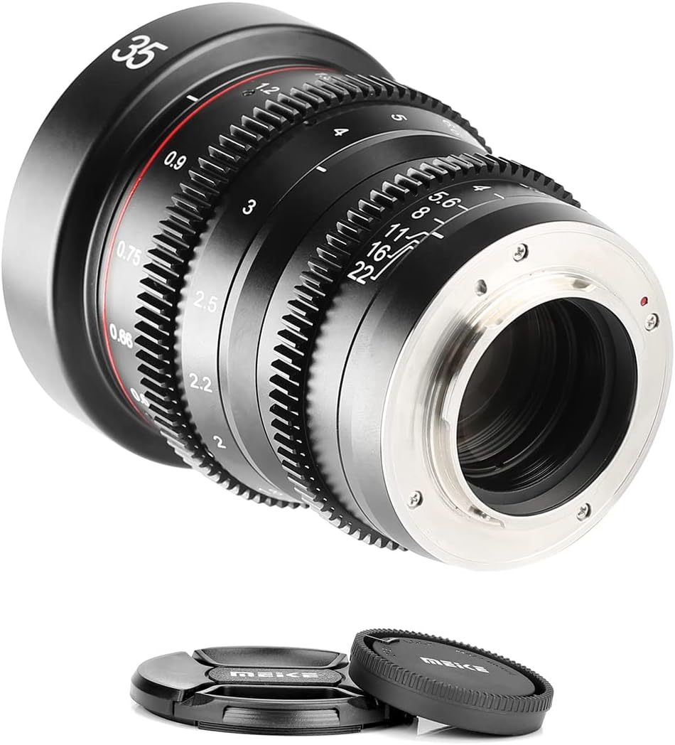MEKE 35mm T2.2 grosse Blende, manueller Fokus, niedrige Verzerrung, 4K Mini-Cine-Objektiv für Micro