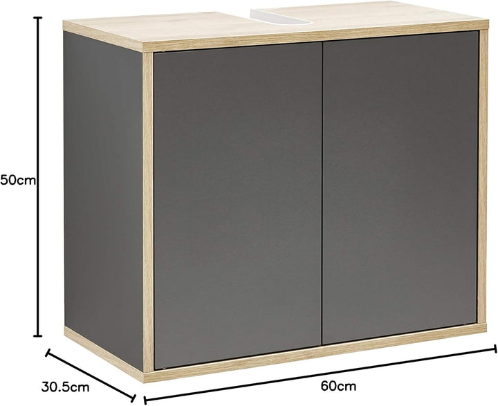 FACKELMANN Finn Waschbeckenunterschrank (60 x 50 x 30,5 cm) – Unterschrank für Waschbecken mit Aussp