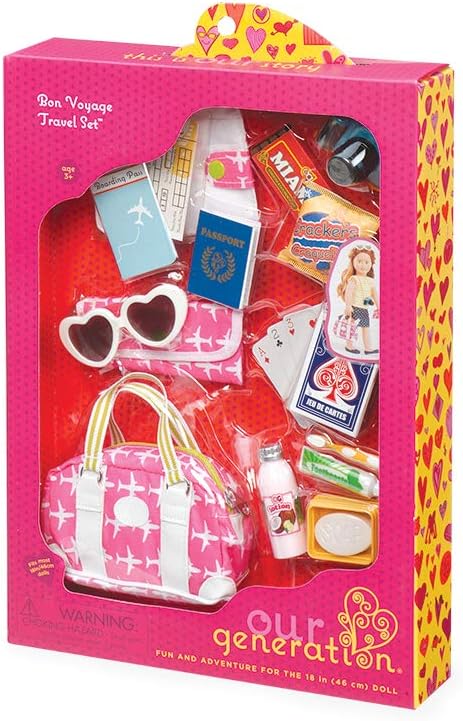 Our Generation - Gute Reise - 46 cm Puppe Zubehör - Reise-Set - Gepäcktasche - Spiel Essen & Kamera