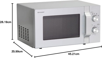 Sharp R204S Solo-Mikrowelle / 20 L / 800 W / 6 Leistungsstufen / Zeitschaltuhr von 30 Minuten bis 00