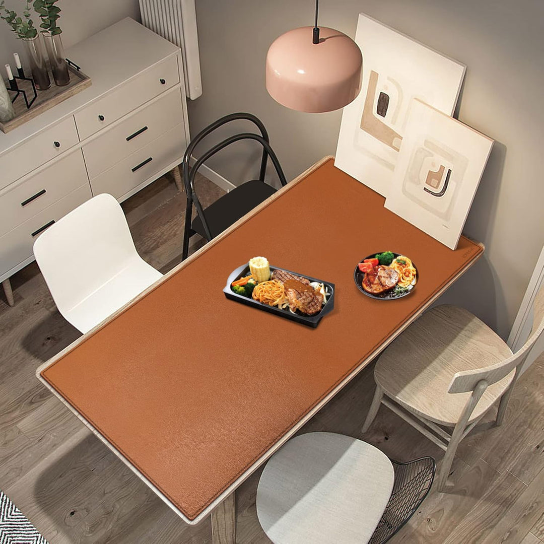 ZORESYN Schreibtischunterlage 170x70cm (Braun) - XXL PU Leder Matte für Homeoffice & Konferenzen - r