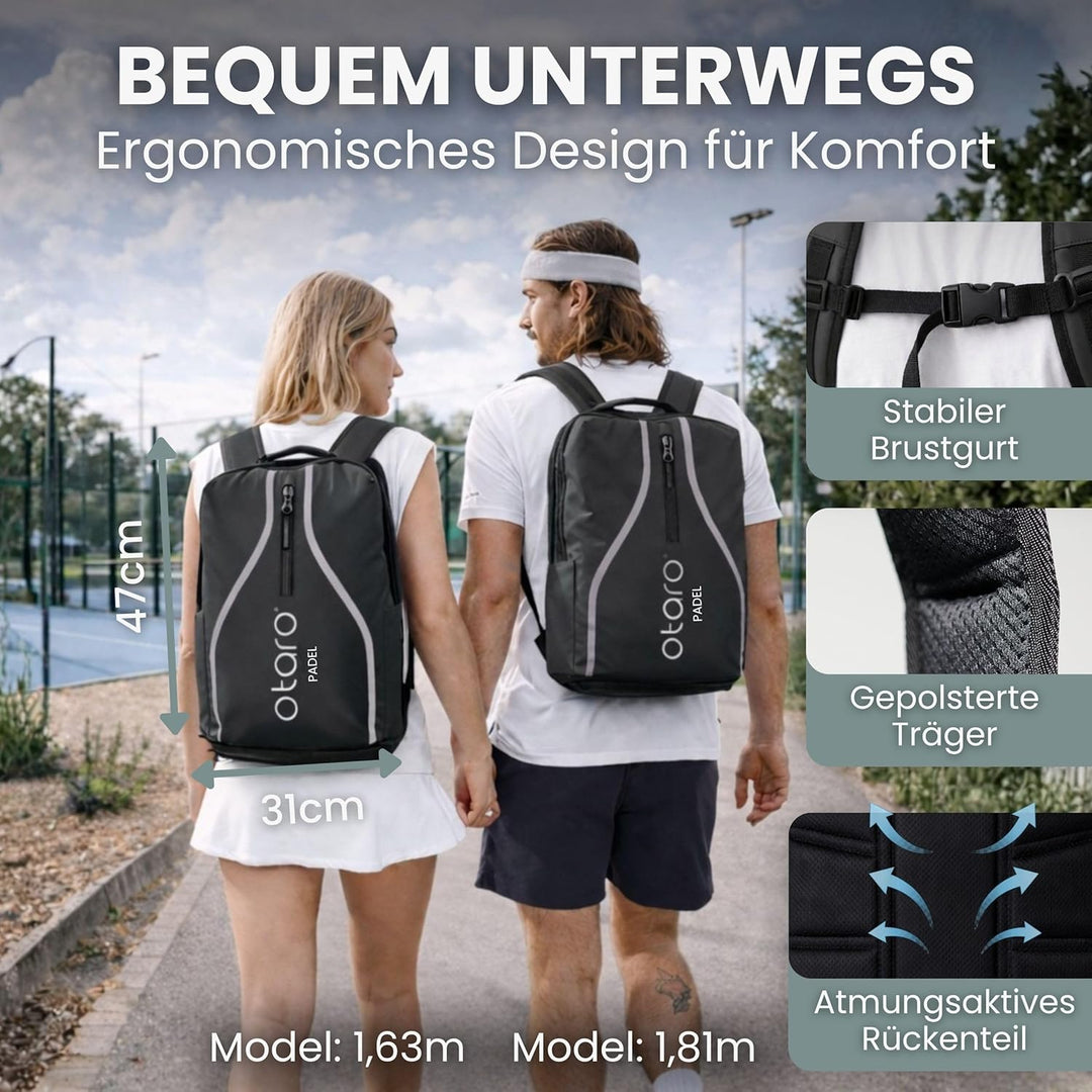 Otaro Padel Tasche (35L) für 2 Padel Schläger und Padel Bälle | Deutsches Unternehmen | Innovative R