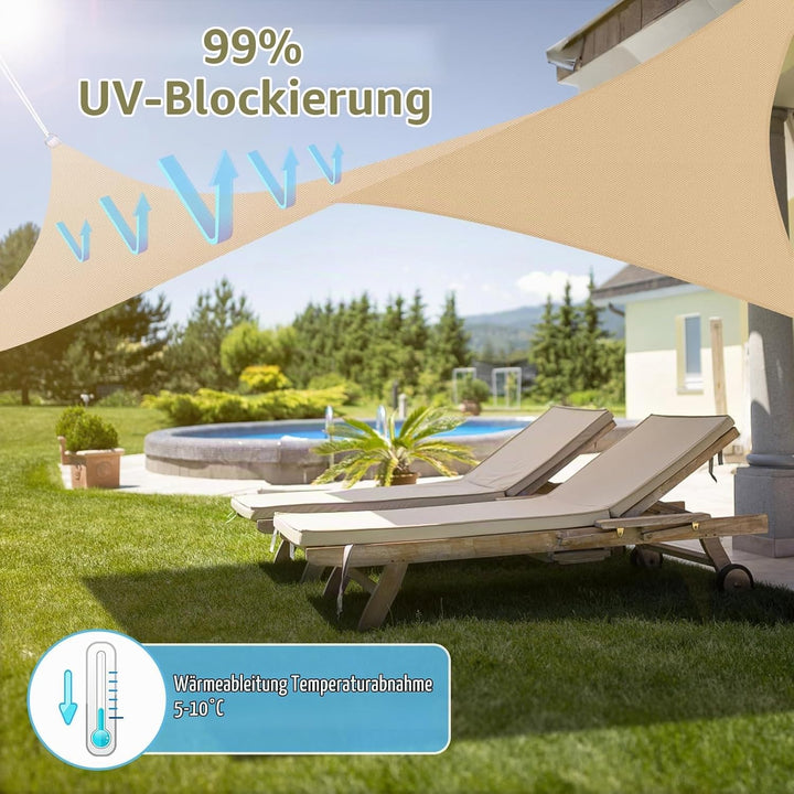 Sonnensegel 3x4m, Sonnenschutz Wasserdicht Windschutz Sonnensegel UV Schutz 99% Sunsegel mit Ösen Sc