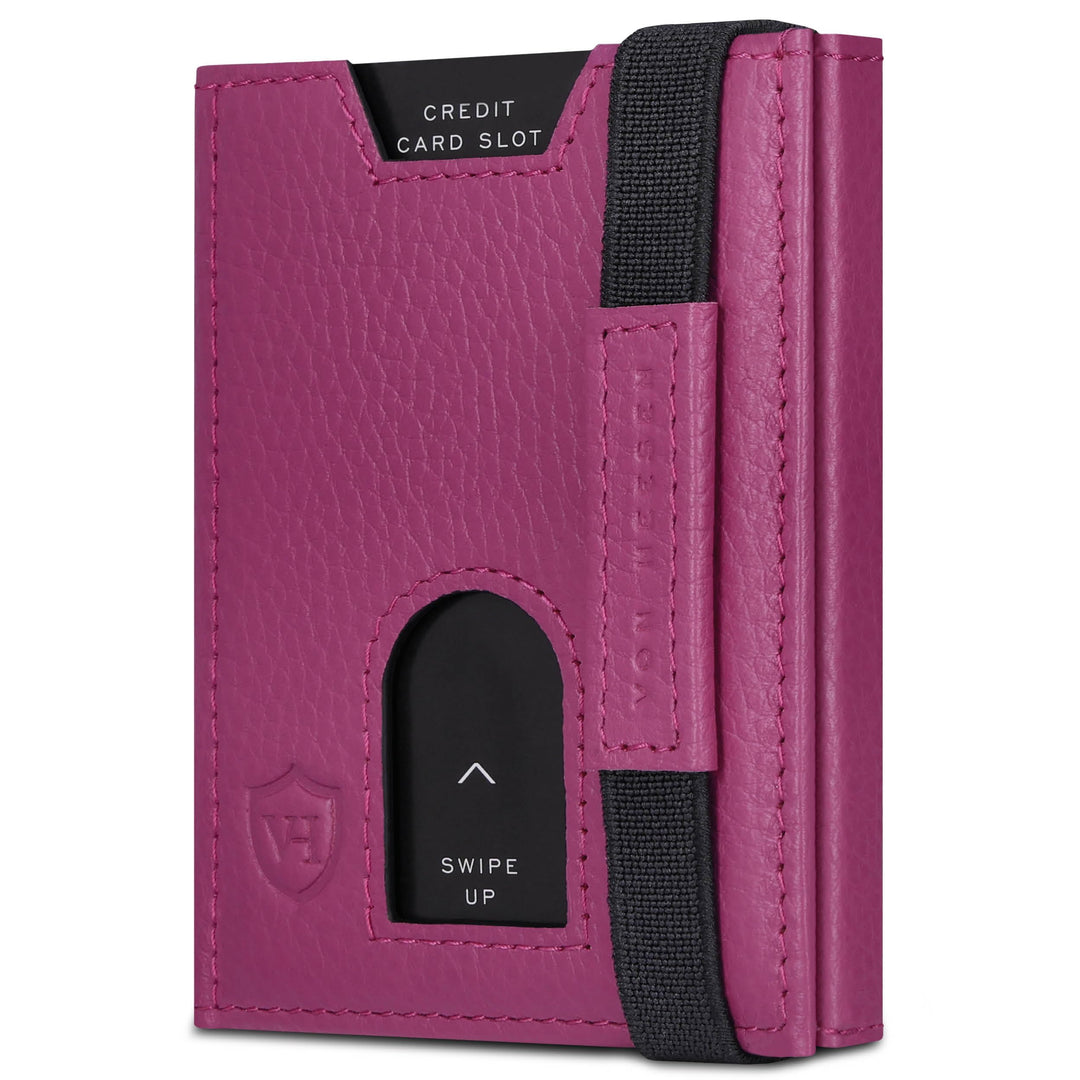 VON HEESEN Slim Wallet mit Münzfach &amp; RFID-Schutz - Leder Geldbeutel - Mini Geldbörse für Herren und