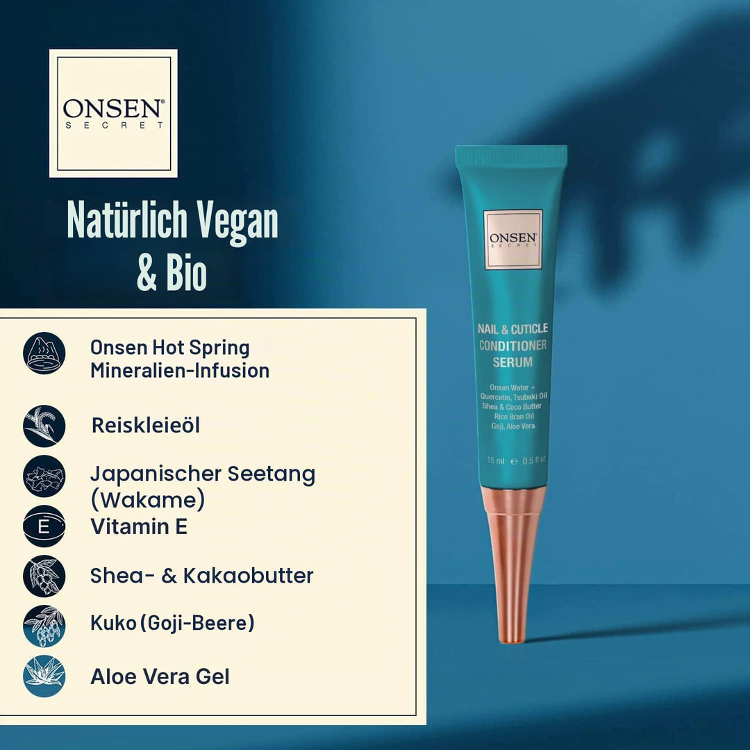 Onsen Secret Japanese Nail Kit - Cuticle Care Oil Serum | Nail Buffer and Shine Kit - Strengthening