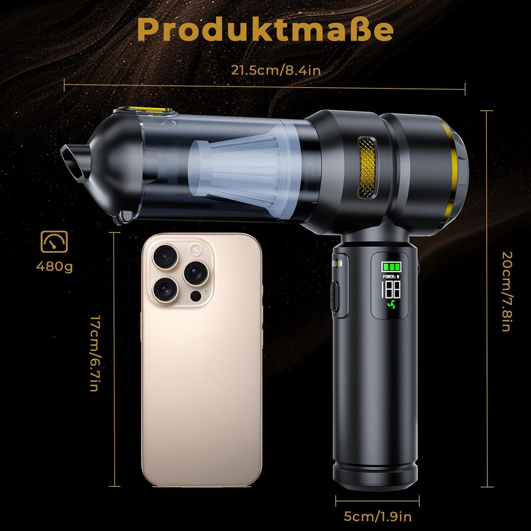 HOVIN Handstaubsauger Akku - 24000PA Autostaubsauger Akku,（CE-Kennzeichnung）,3-Gang Autostaubsauger