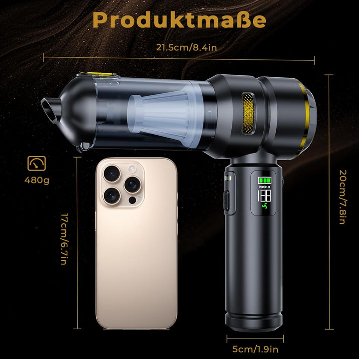 HOVIN Handstaubsauger Akku - 24000PA Autostaubsauger Akku,（CE-Kennzeichnung）,3-Gang Autostaubsauger