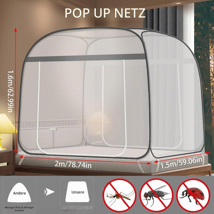 Moskitonetz Bett,150X200cm Moskitonetz Bett Pop Up,Zusammenklappbares Mosquito Net Bed,Faltbares Ant