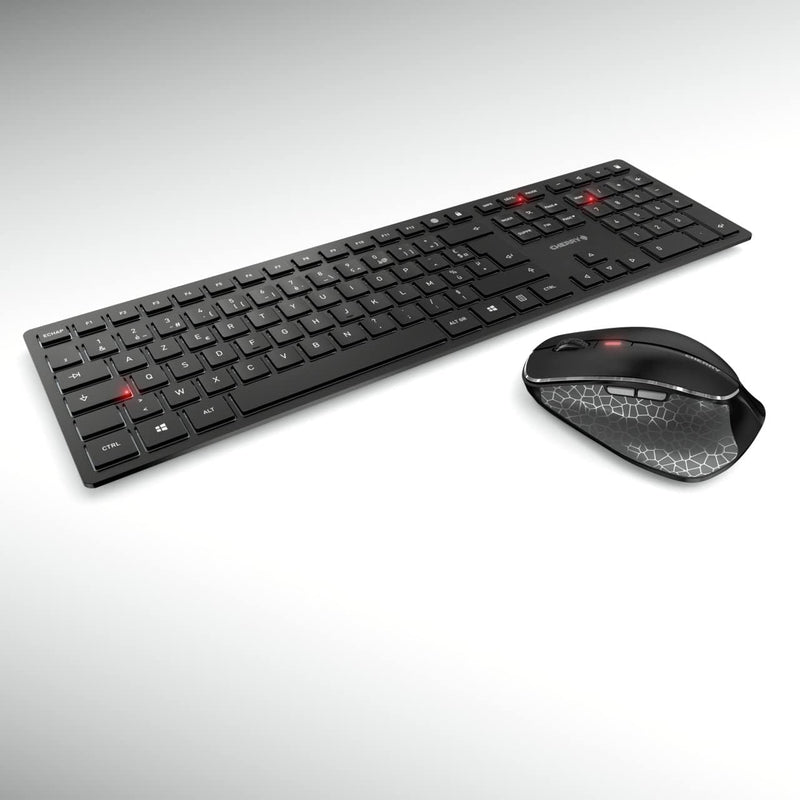 CHERRY DW 9500 Slim, kabelloses Tastatur- und Maus-Set, Französisches Layout (AZERTY), Bluetooth- od