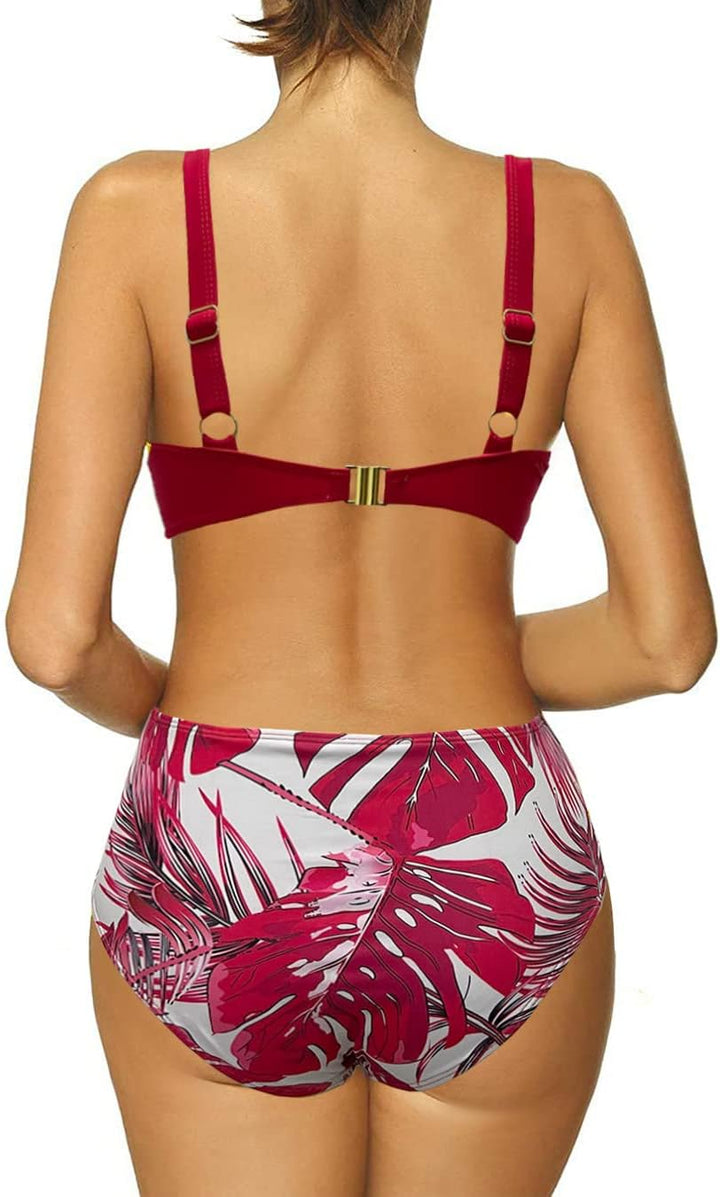 Rayson Damen Badeanzug Monokini Vorne Criss Cross Neckholder Push Up Bandeau Cut Out High Waist Wrap