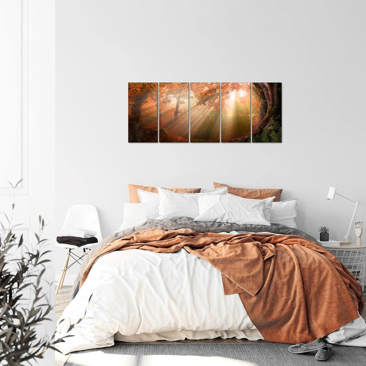 Runa Art Bild Wald Landschaft Wandbilder auf Vlies Leinwand 5 Teilig Wanddekoration Schlafzimmer Woh